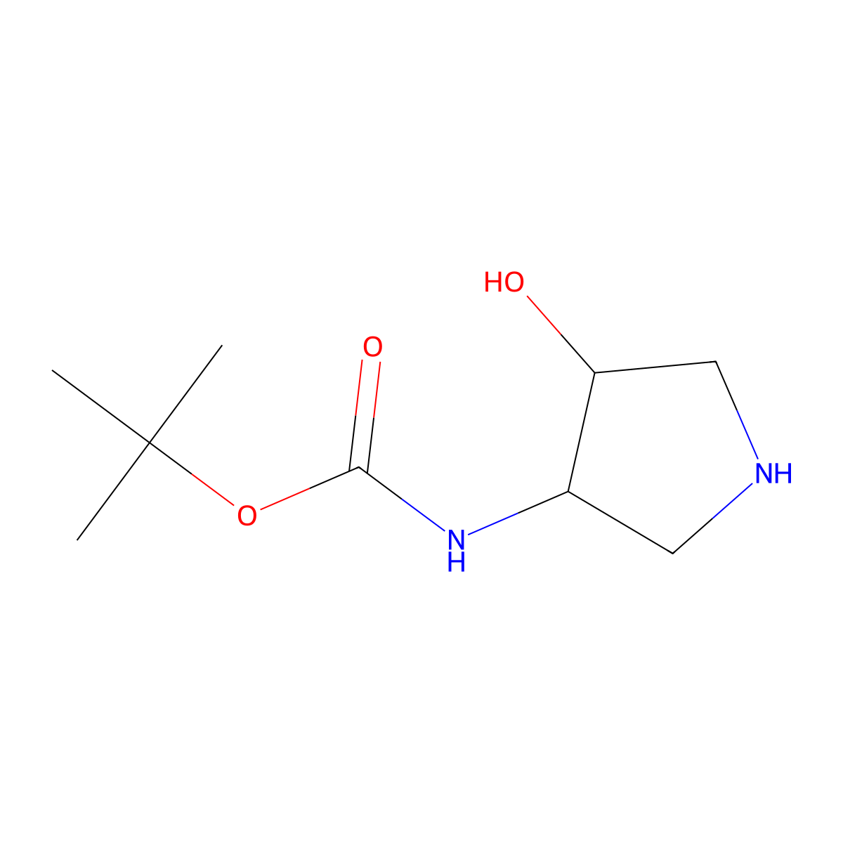 (3R,4S)-(4-Hydroxy-pyrrolidin-3-yl)-carbamic acid tert-butyl ester molecular structure, CAS 1613023-55-4