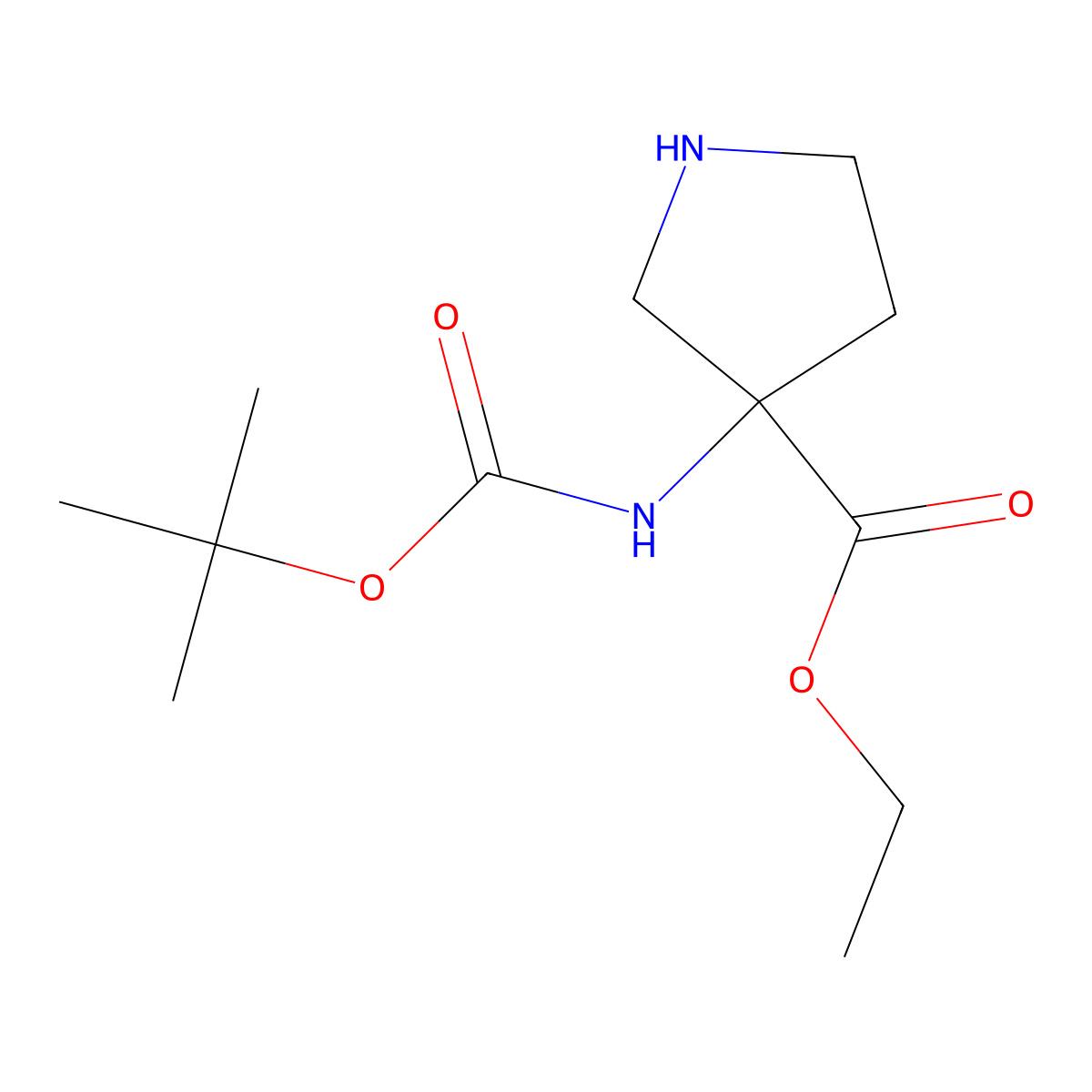 Ethyl 3-(Boc-amino)pyrrolidine-3-carboxylate molecular structure, CAS 1613023-56-5