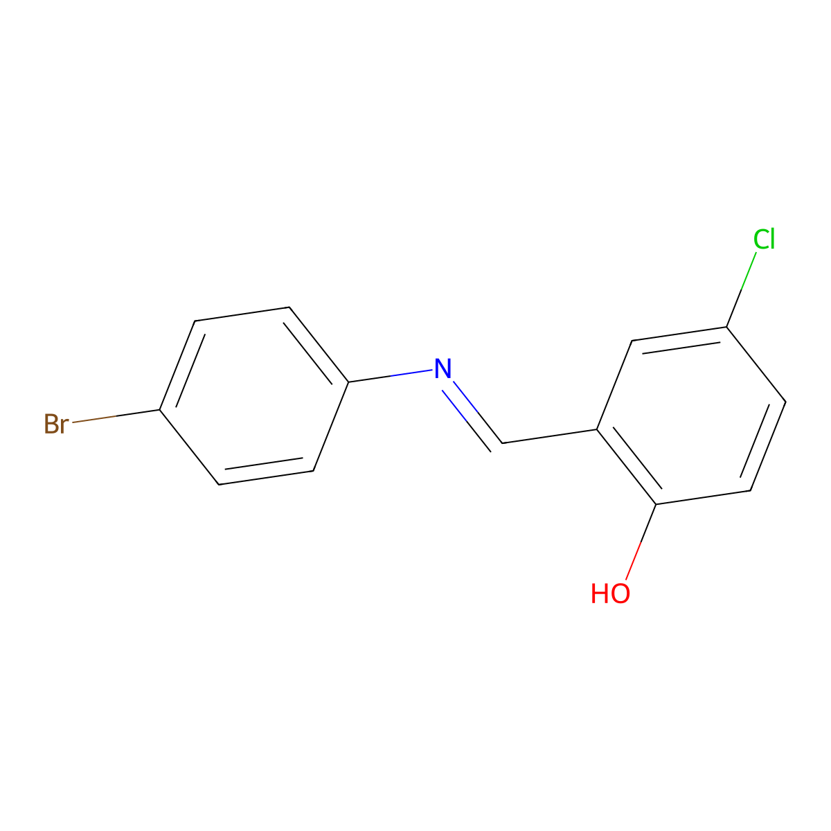 2-{(E)-[(4-bromophenyl)imino]methyl}-4-chlorophenol molecular structure, CAS 1613045-95-6