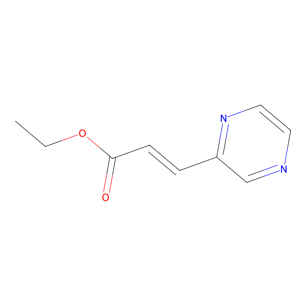 Ethyl (E)-3-(pyrazin-2-yl)acrylate molecular structure, CAS 1613049-63-0