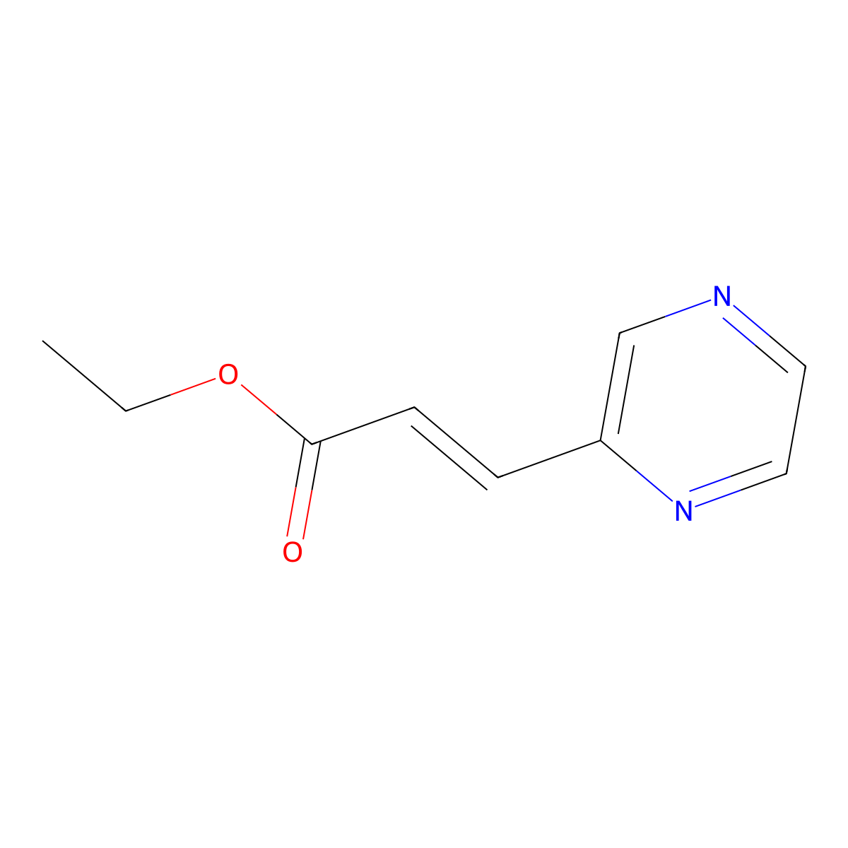 Ethyl (E)-3-(pyrazin-2-yl)acrylate molecular structure, CAS 1613049-63-0