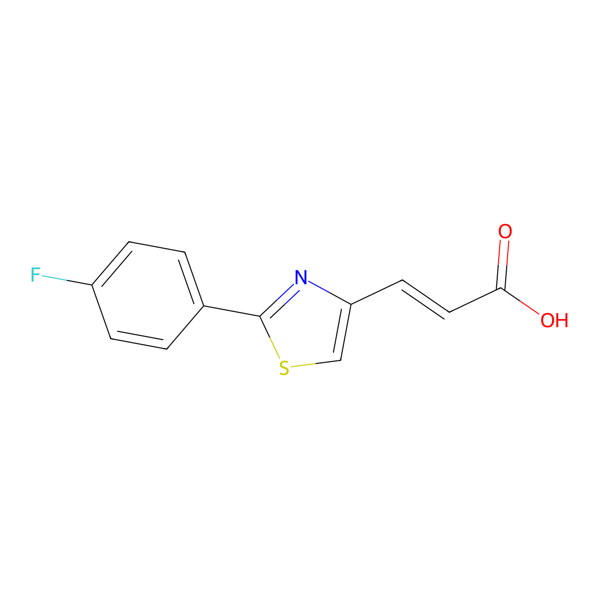 3-[2-(4-Fluorophenyl)-1,3-thiazol-4-yl]prop-2-enoic acid molecular structure, CAS 1613051-28-7