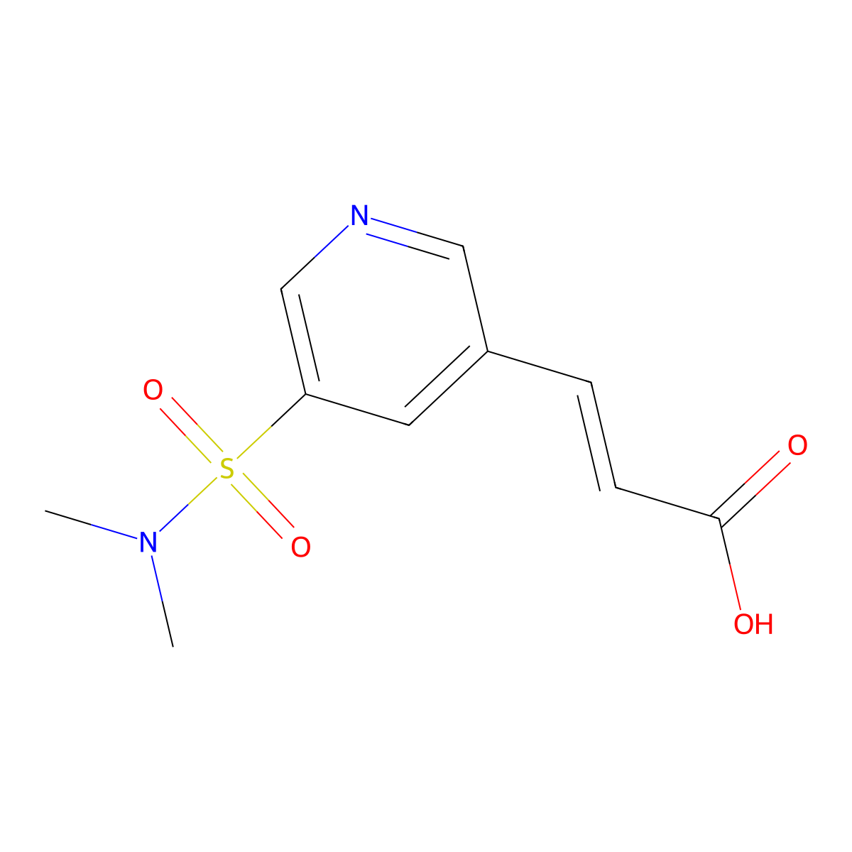 3-[5-(Dimethylsulfamoyl)pyridin-3-yl]prop-2-enoic acid molecular structure, CAS 1613051-31-2
