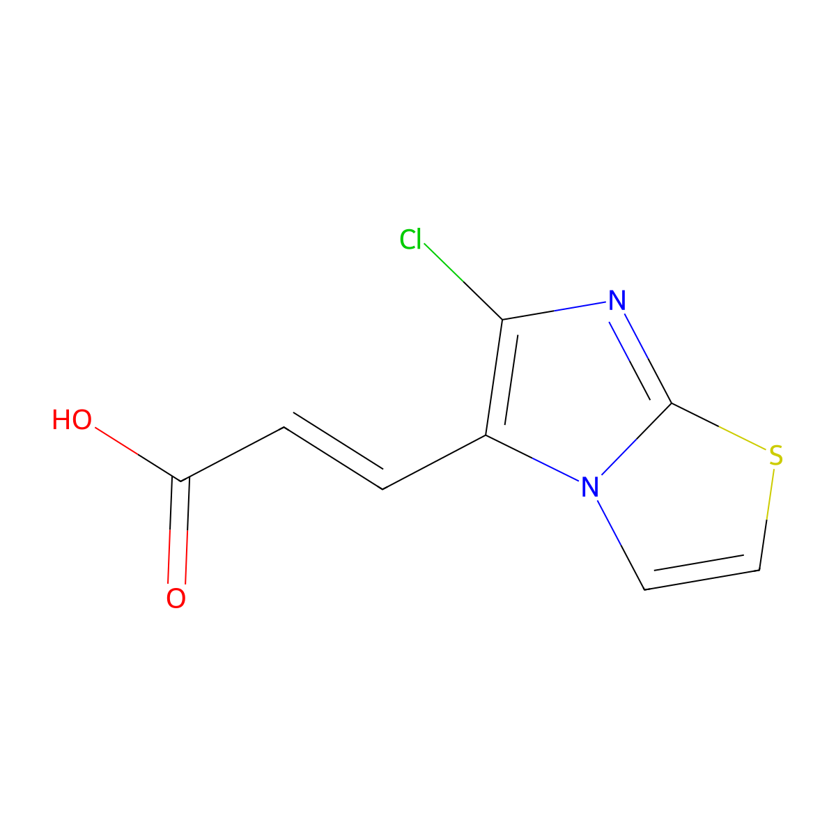 (2E)-3-(6-chloroimidazo(2,1-b)(1,3)thiazol-5-yl)prop-2-enoic acid molecular structure, CAS 1613051-32-3