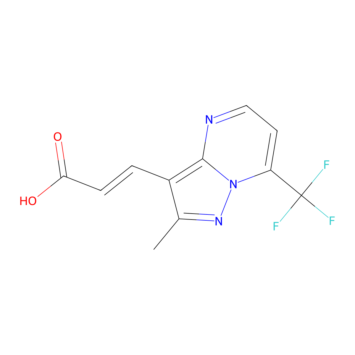 3-[2-Methyl-7-(trifluoromethyl)pyrazolo[1,5-a]pyrimidin-3-yl]acrylic acid molecular structure, CAS 1613051-35-6