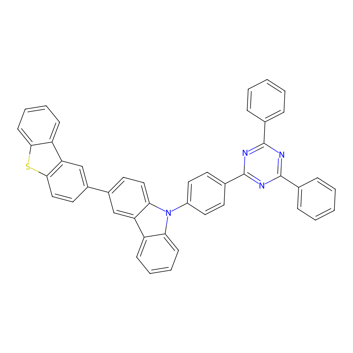 3-(Dibenzo[b,d]thiophen-2-yl)-9-(4-(4,6-diphenyl-1,3,5-triazin-2-yl)phenyl)-9H-carbazole molecular structure, CAS 1613077-18-1