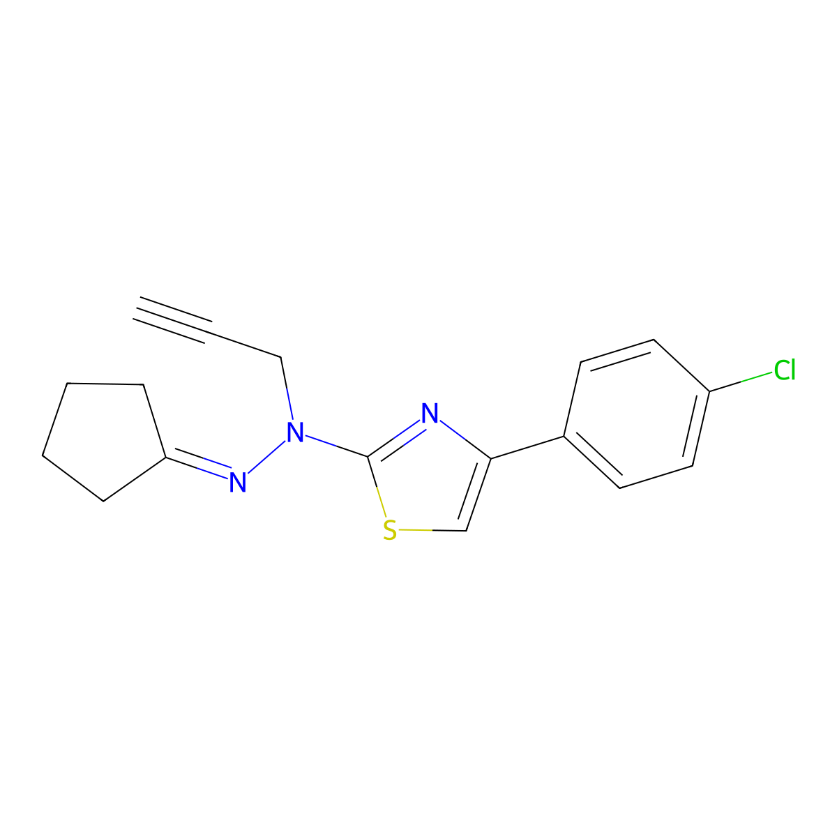 4-(4-Chlorophenyl)-N-(cyclopentylideneamino)-N-prop-2-ynyl-1,3-thiazol-2-amine molecular structure, CAS 1613116-16-7
