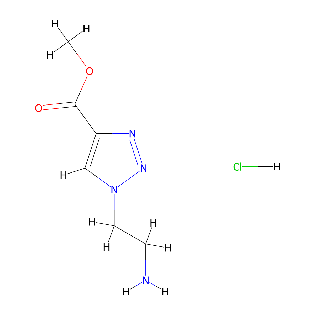 methyl 1-(2-aminoethyl)-1H-1,2,3-triazole-4-carboxylate hydrochloride molecular structure, CAS 1613134-39-6