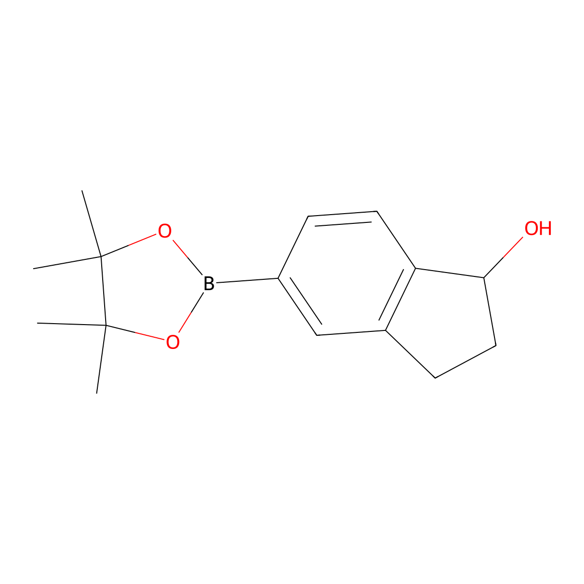 5-(4,4,5,5-tetramethyl-1,3,2-dioxaborolan-2-yl)-2,3-dihydro-1H-inden-1-ol molecular structure, CAS 1613147-47-9
