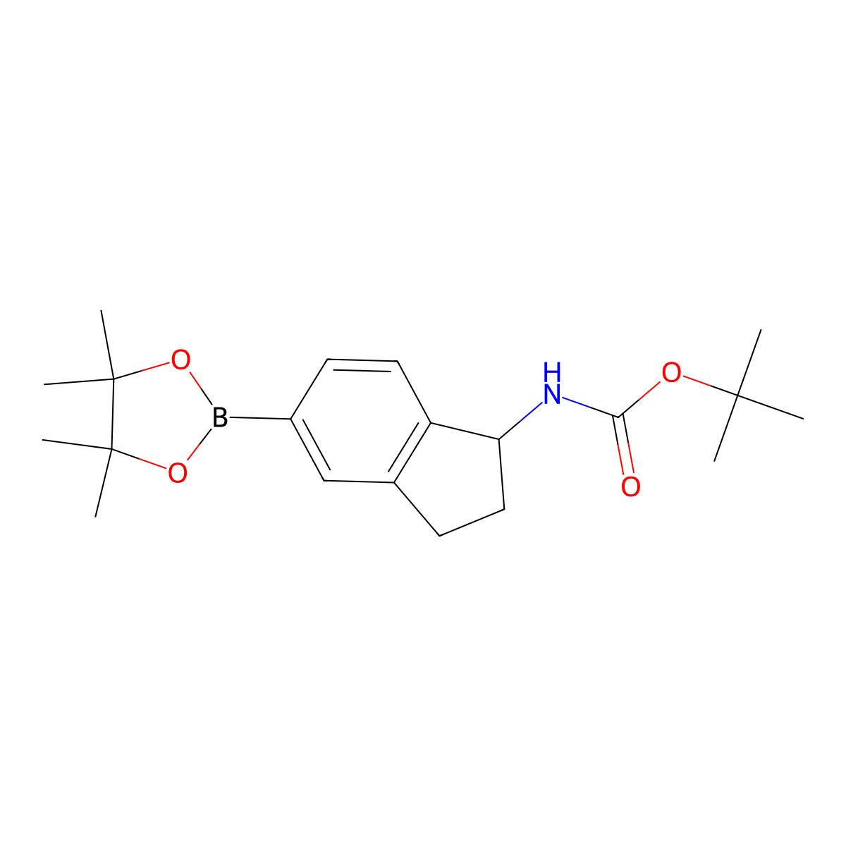 tert-butyl N-[5-(4,4,5,5-tetramethyl-1,3,2-dioxaborolan-2-yl)-2,3-dihydro-1H-inden-1-yl]carbamate molecular structure, CAS 1613147-57-1