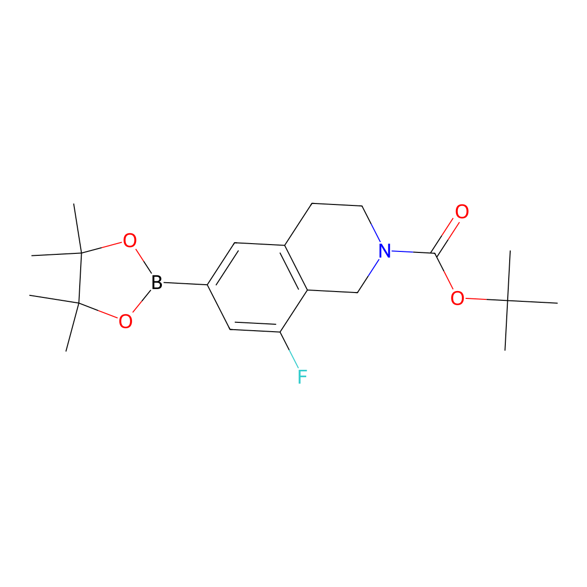 Tert-butyl 8-fluoro-6-(tetramethyl-1,3,2-dioxaborolan-2-yl)-1,2,3,4-tetrahydroisoquinoline-2-carboxylate molecular structure, CAS 1613147-82-2
