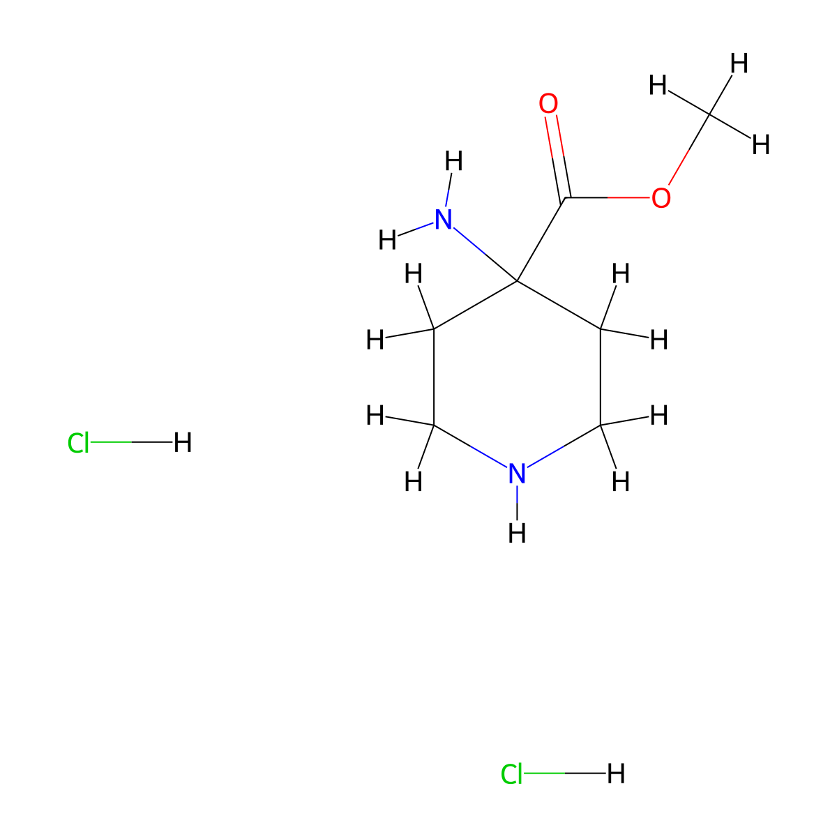 Methyl 4-aminopiperidine-4-carboxylate dihydrochloride molecular structure, CAS 161315-19-1