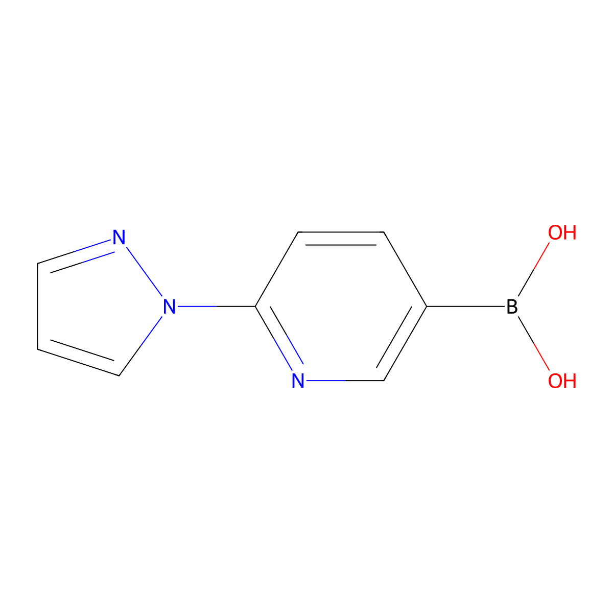 [6-(Pyrazol-1-yl)pyridin-3-yl]boronic acid molecular structure, CAS 1613187-72-6