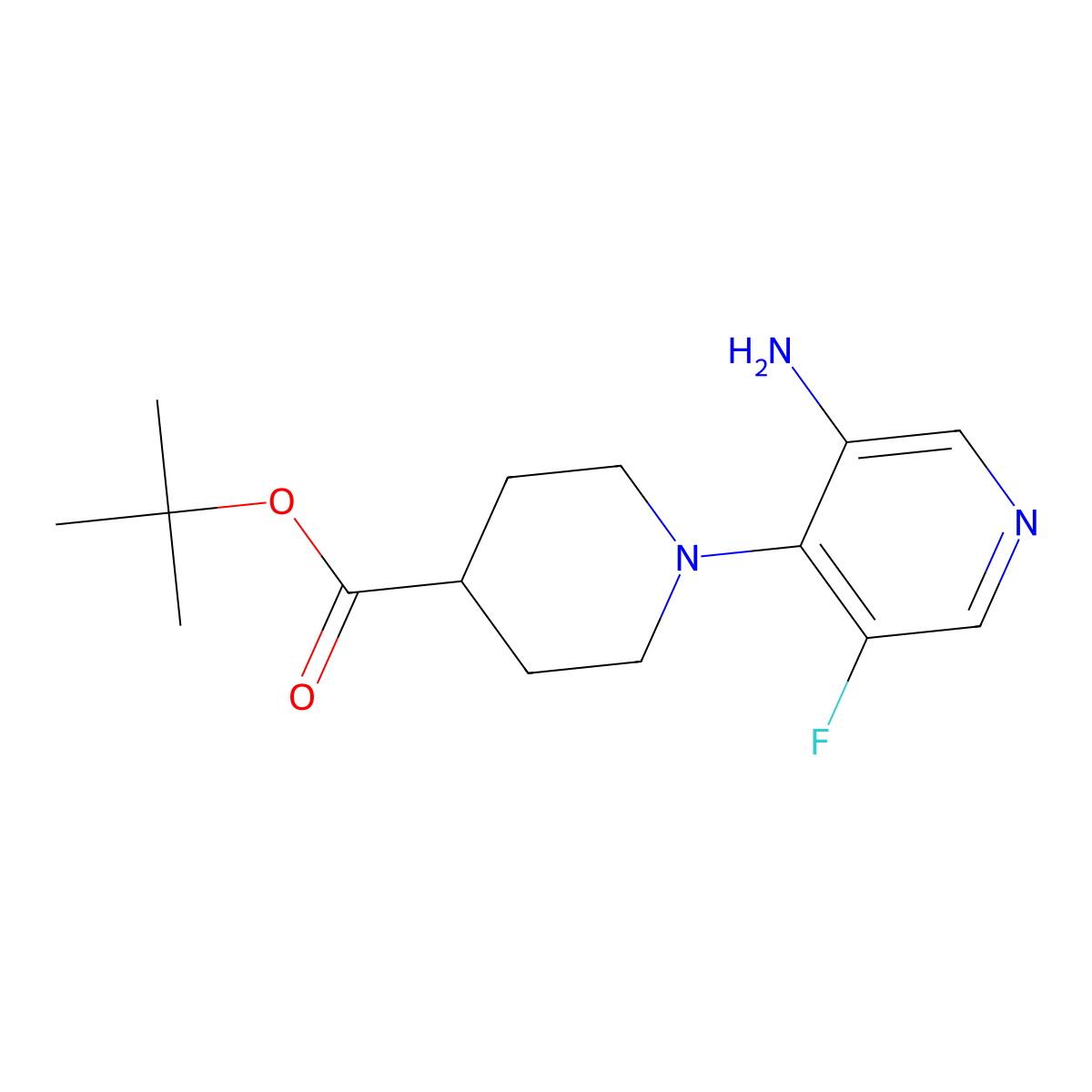 Tert-butyl 1-(3-amino-5-fluoropyridin-4-yl)piperidine-4-carboxylate molecular structure, CAS 1613192-01-0