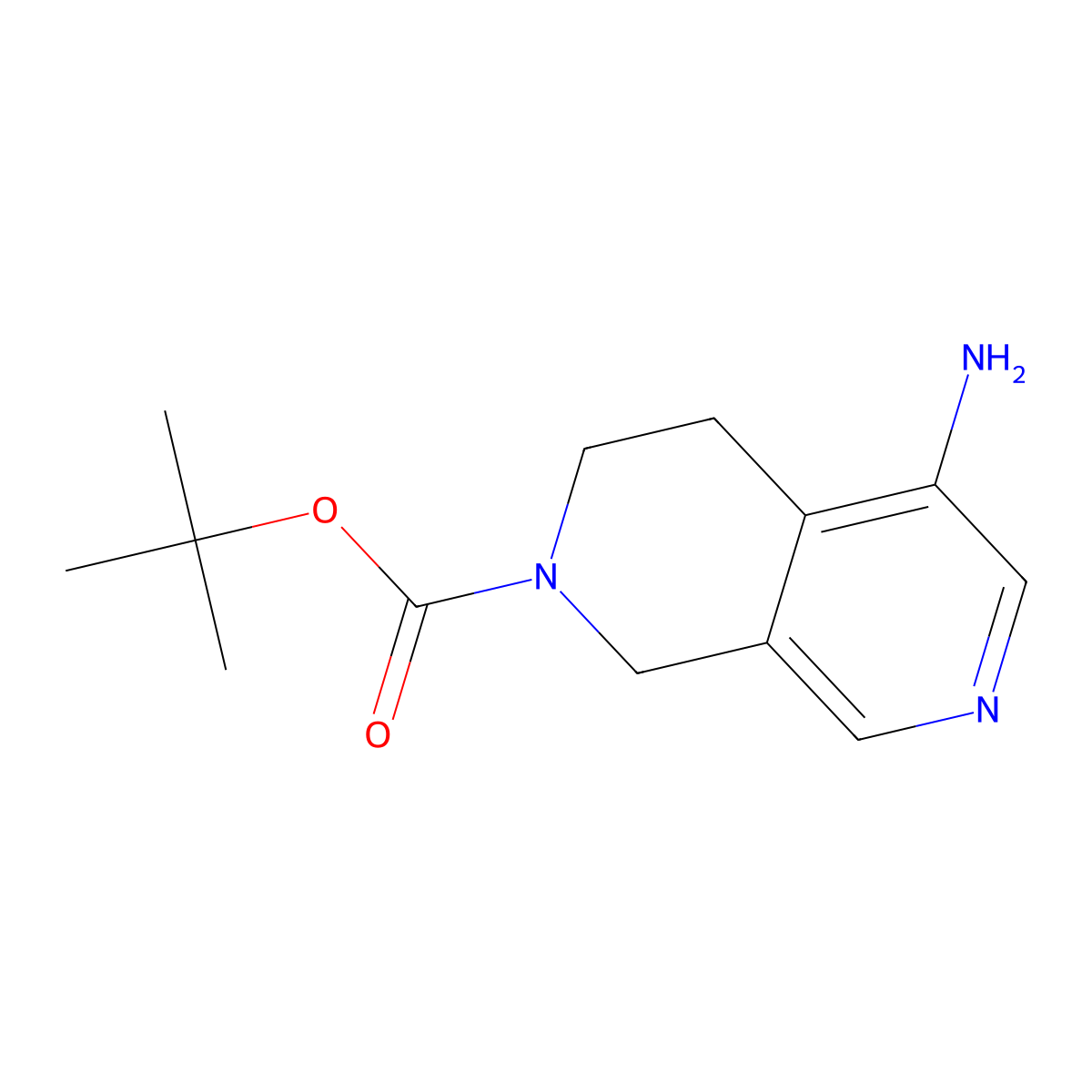 tert-butyl 5-amino-3,4-dihydro-2,7-naphthyridine-2(1H)-carboxylate molecular structure, CAS 1613199-18-0