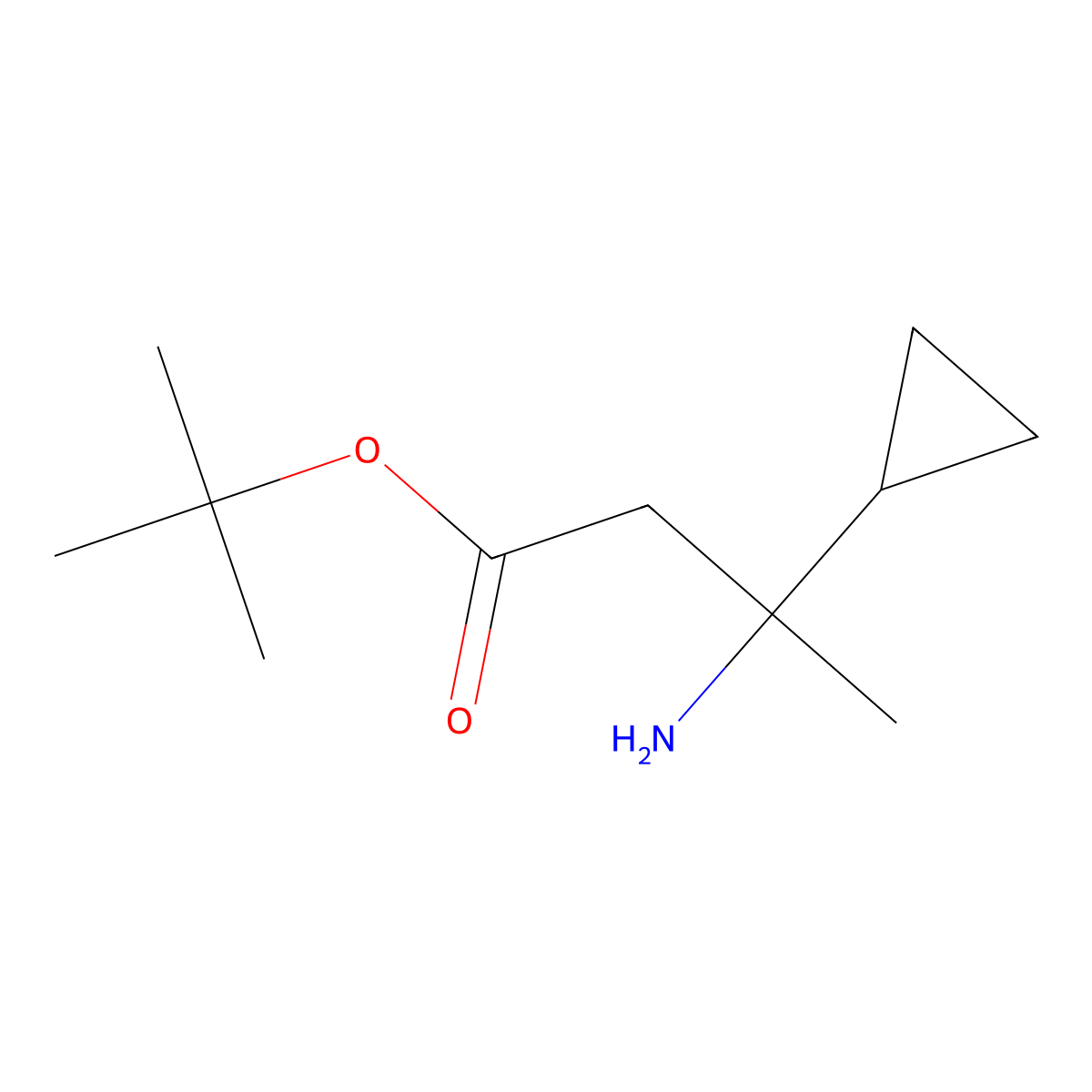 Tert-butyl 3-amino-3-cyclopropyl-butanoate molecular structure, CAS 1613239-83-0