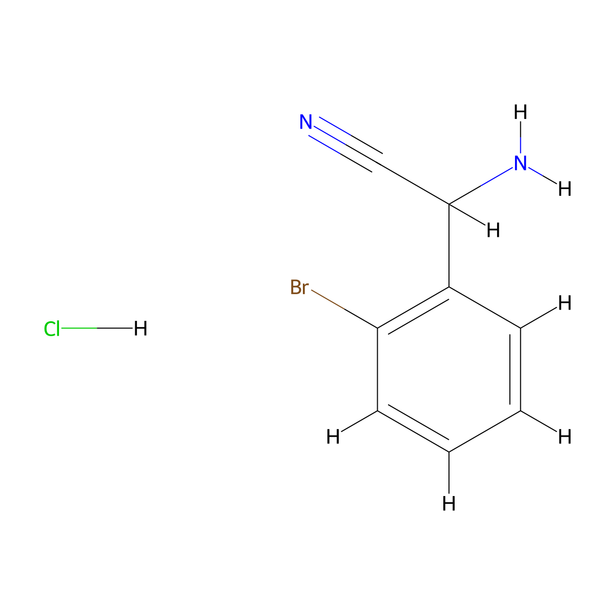 2-Amino-2-(2-bromophenyl)acetonitrile hydrochloride molecular structure, CAS 1613253-70-5