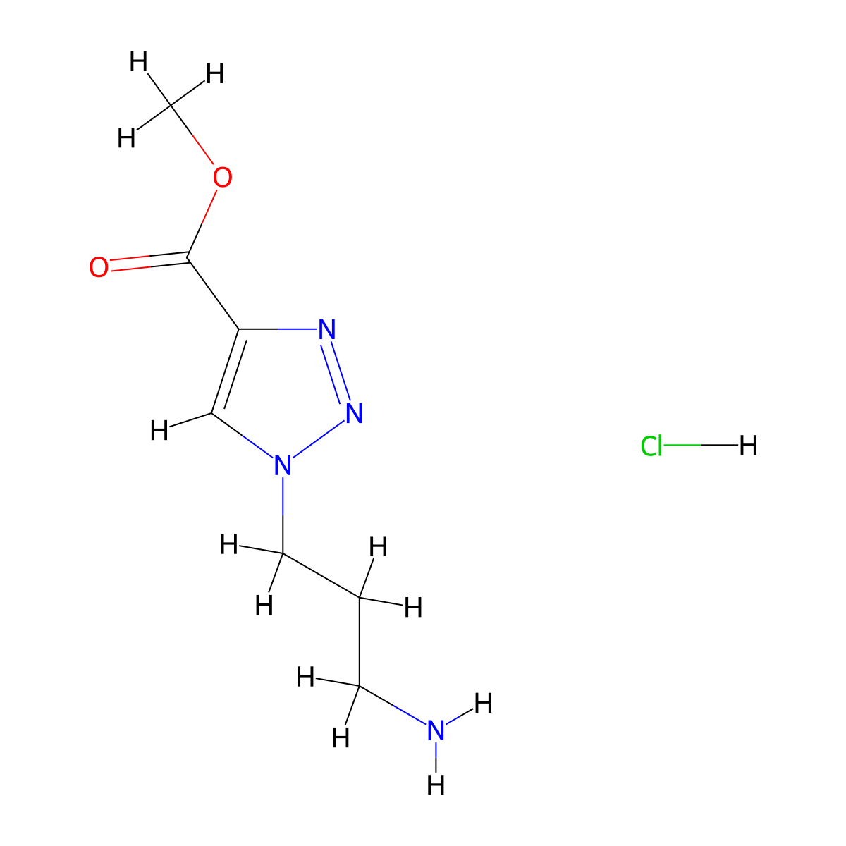 methyl 1-(3-aminopropyl)-1H-1,2,3-triazole-4-carboxylate hydrochloride molecular structure, CAS 1613253-78-3