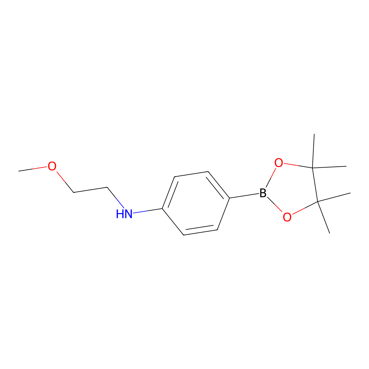 N-(2-methoxyethyl)-4-(4,4,5,5-tetramethyl-1,3,2-dioxaborolan-2-yl)aniline molecular structure, CAS 1613259-66-7