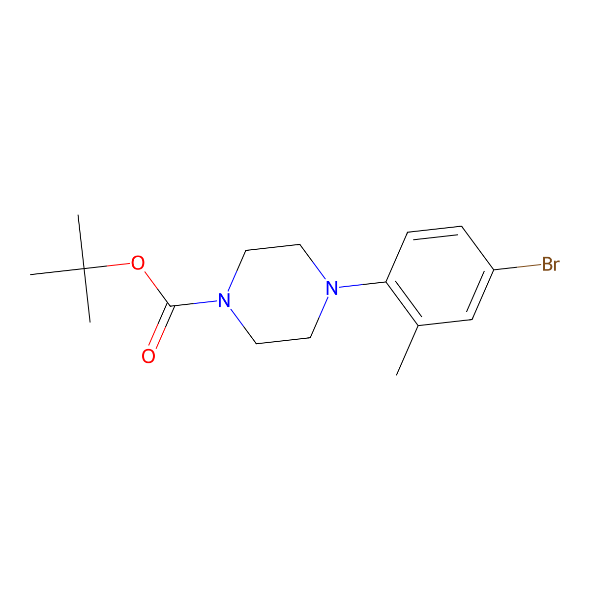 Tert-butyl 4-(4-bromo-2-methylphenyl)piperazine-1-carboxylate molecular structure, CAS 1613259-78-1