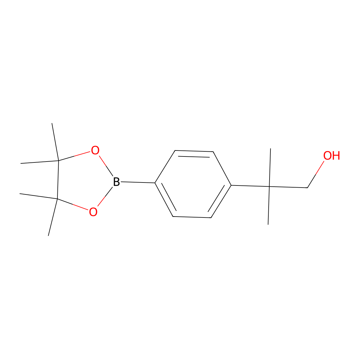 2-Methyl-2-(4-(4,4,5,5-tetramethyl-1,3,2-dioxaborolan-2-yl)phenyl)propan-1-ol molecular structure, CAS 1613260-37-9