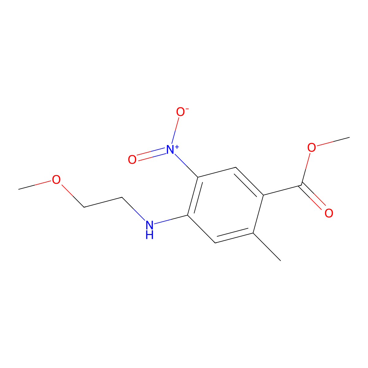 Methyl 4-[(2-methoxyethyl)amino]-2-methyl-5-nitrobenzoate molecular structure, CAS 1613264-84-8