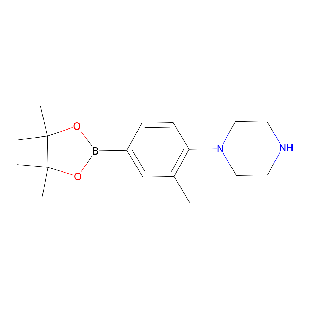 3-Methyl-4-(piperazin-1-yl)phenylboronic acid pinacol ester molecular structure, CAS 1613285-94-1
