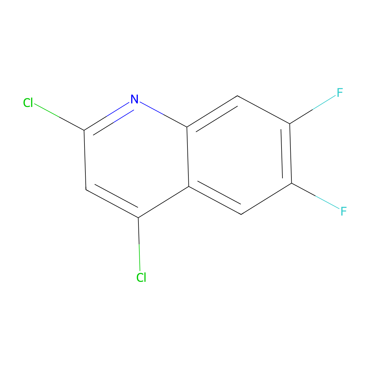 2,4-Dichloro-6,7-difluoroquinoline molecular structure, CAS 1613289-25-0