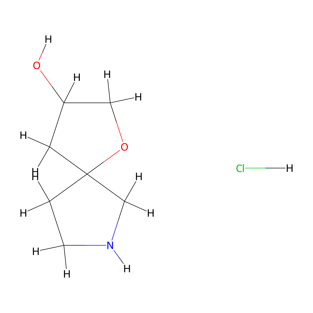 1-Oxa-7-azaspiro[4.4]nonan-3-ol hydrochloride molecular structure, CAS 1613292-49-1
