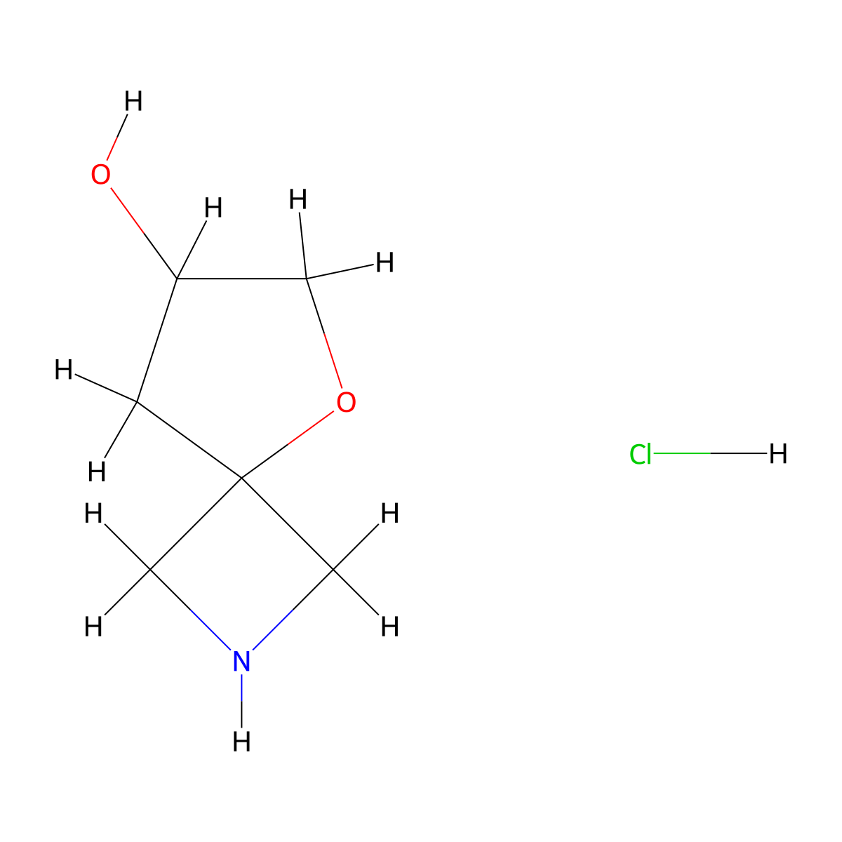 5-Oxa-2-azaspiro(3.4)octan-7-ol hydrochloride molecular structure, CAS 1613292-50-4