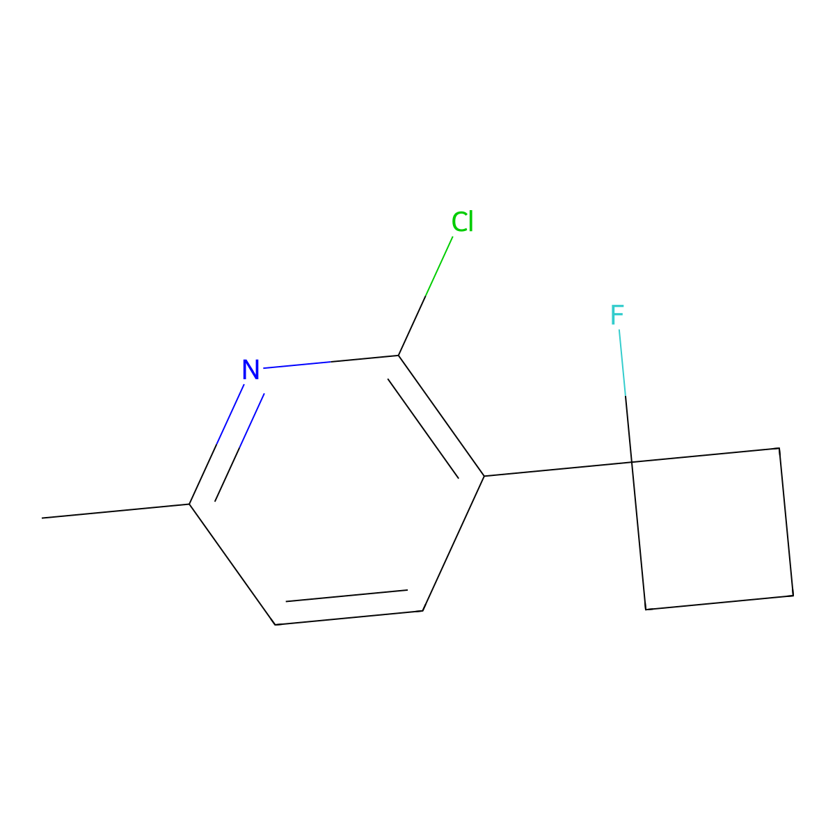 2-Chloro-3-(1-fluorocyclobutyl)-6-methylpyridine molecular structure, CAS 1613292-61-7