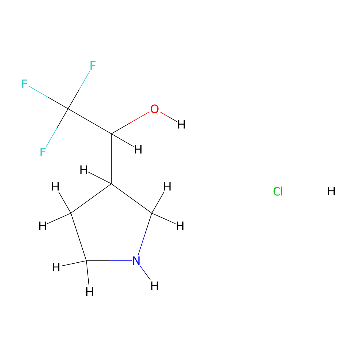 2,2,2-Trifluoro-1-(pyrrolidin-3-yl)ethan-1-ol hydrochloride molecular structure, CAS 1613292-86-6
