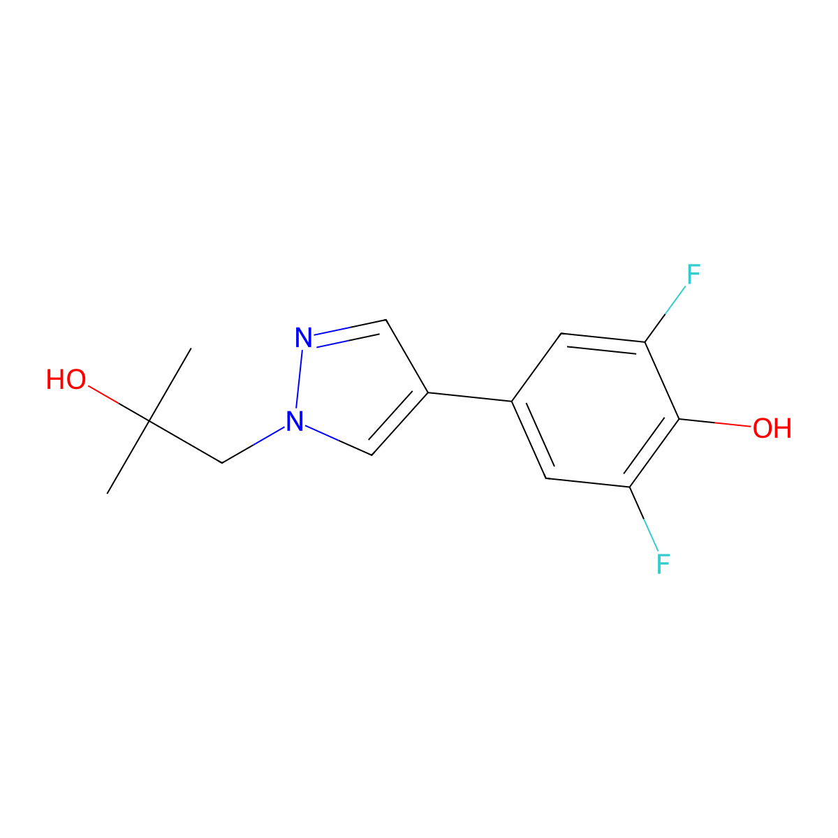 2,6-difluoro-4-[1-(2-hydroxy-2-methylpropyl)-1H-pyrazol-4-yl]phenol molecular structure, CAS 1613301-17-9