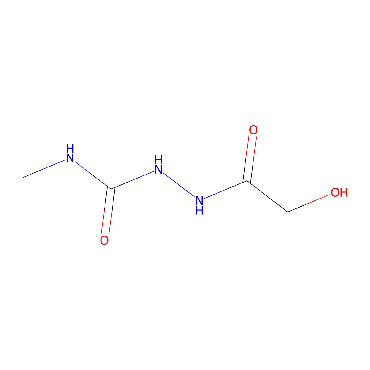 Acetic acid, 2-hydroxy-, 2-[(methylamino)carbonyl]hydrazide molecular structure, CAS 1613307-26-8