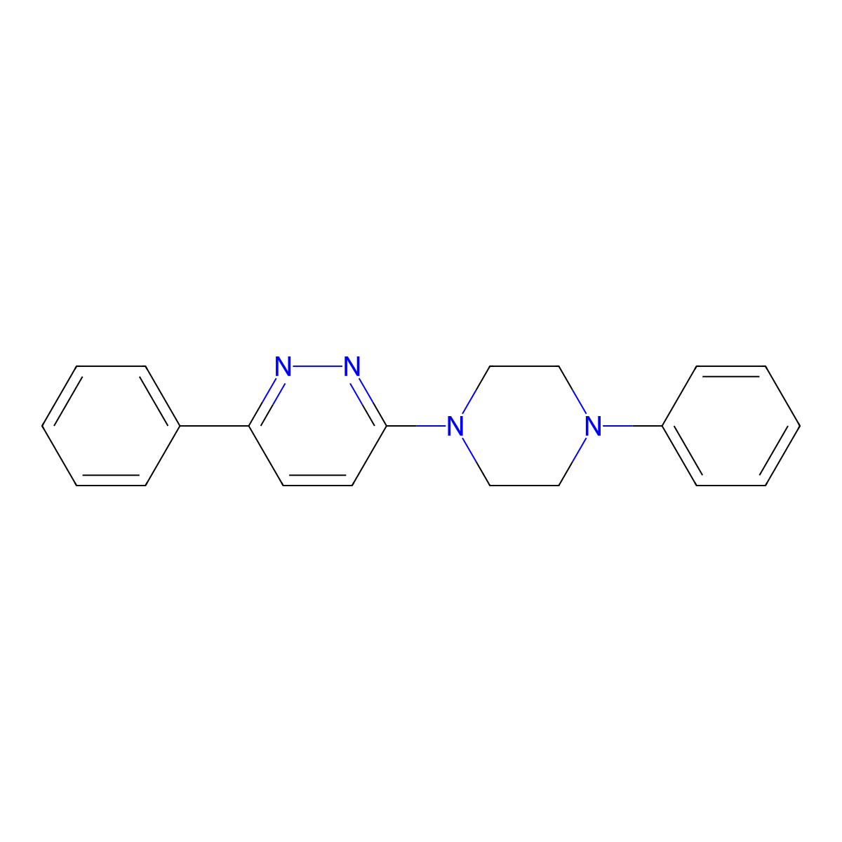 3-Phenyl-6-(4-phenylpiperazin-1-yl)pyridazine molecular structure, CAS 161331-18-6