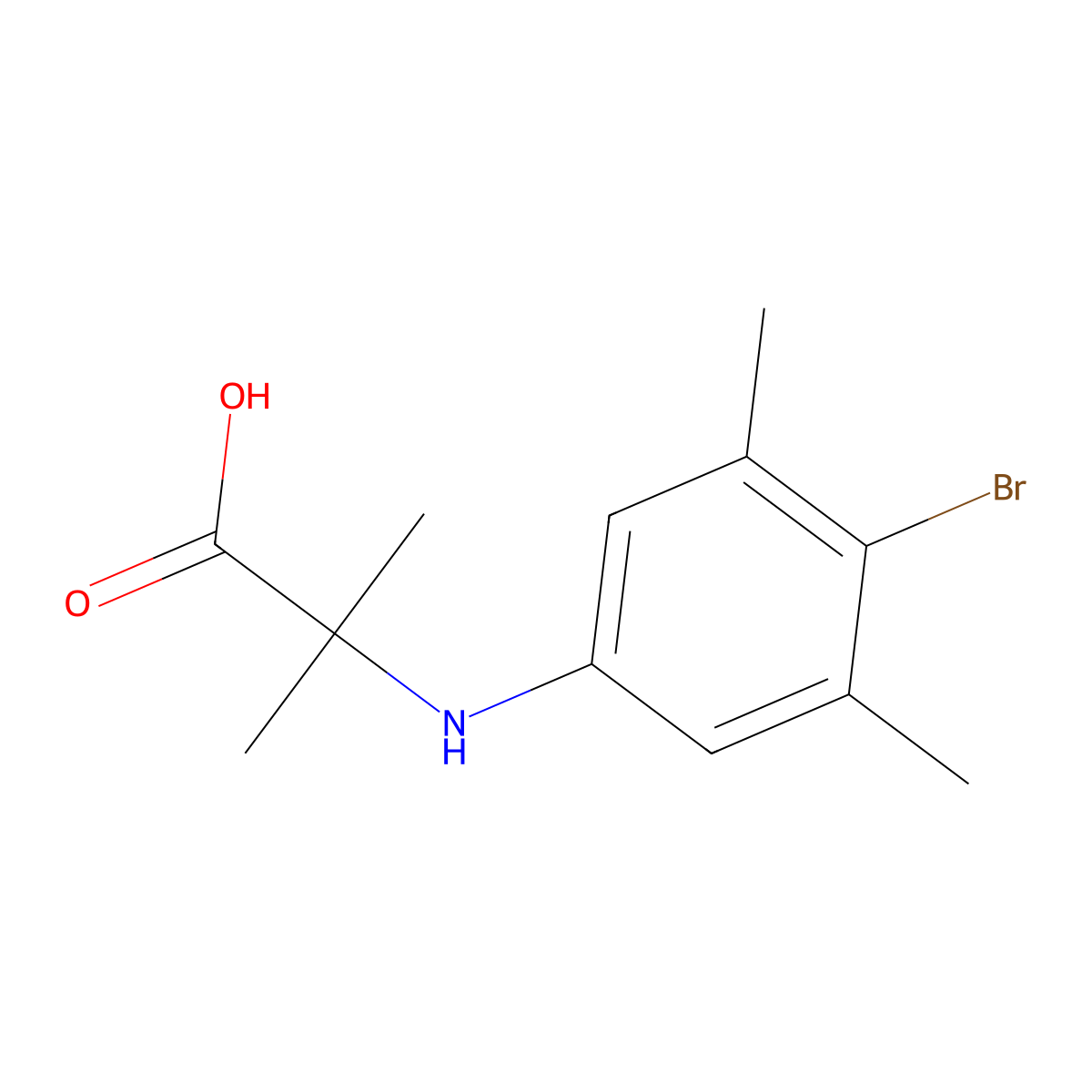 2-((4-Bromo-3,5-dimethylphenyl)amino)-2-methylpropanoic acid molecular structure, CAS 1613373-39-9
