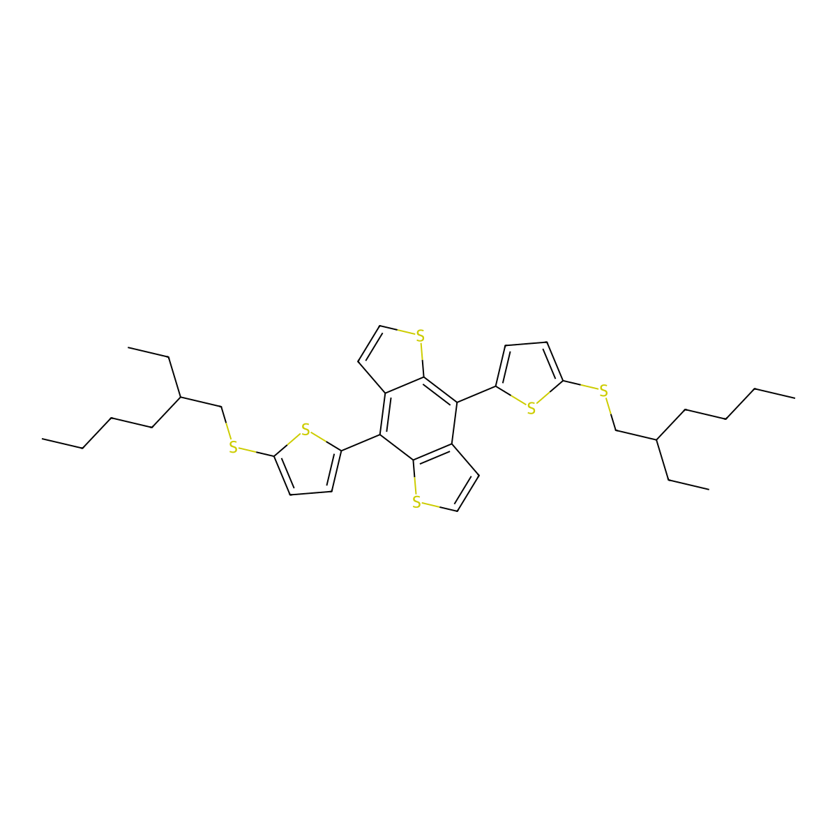 4,8-Bis(5-((2-ethylhexyl)thio)thiophen-2-yl)benzo[1,2-b:4,5-b']dithiophene molecular structure, CAS 1613389-28-8