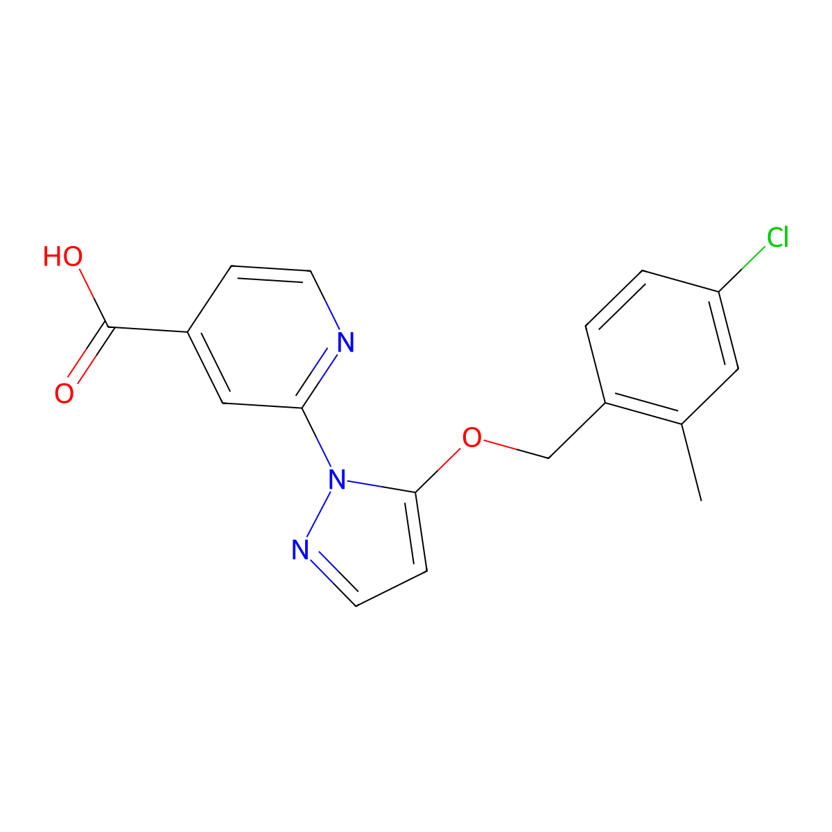 2-{5-[(4-Chloro-2-Methylphenyl)methoxy]-1h-Pyrazol-1-Yl}pyridine-4-Carboxylic Acid molecular structure, CAS 1613410-75-5