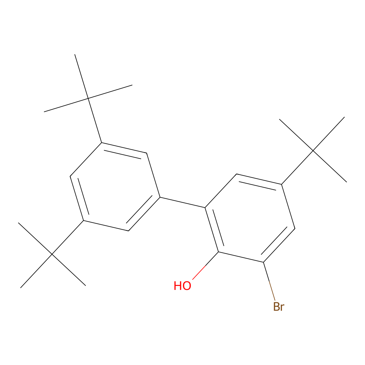 2-Bromo-4-tert-butyl-6-(3,5-di-tert-butylphenyl)phenol molecular structure, CAS 1613449-68-5