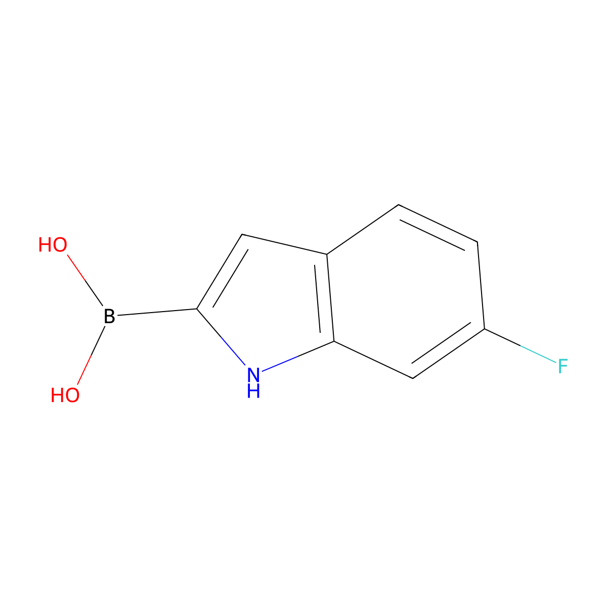 (6-fluoro-1H-indol-2-yl)boronic acid molecular structure, CAS 1613450-44-4
