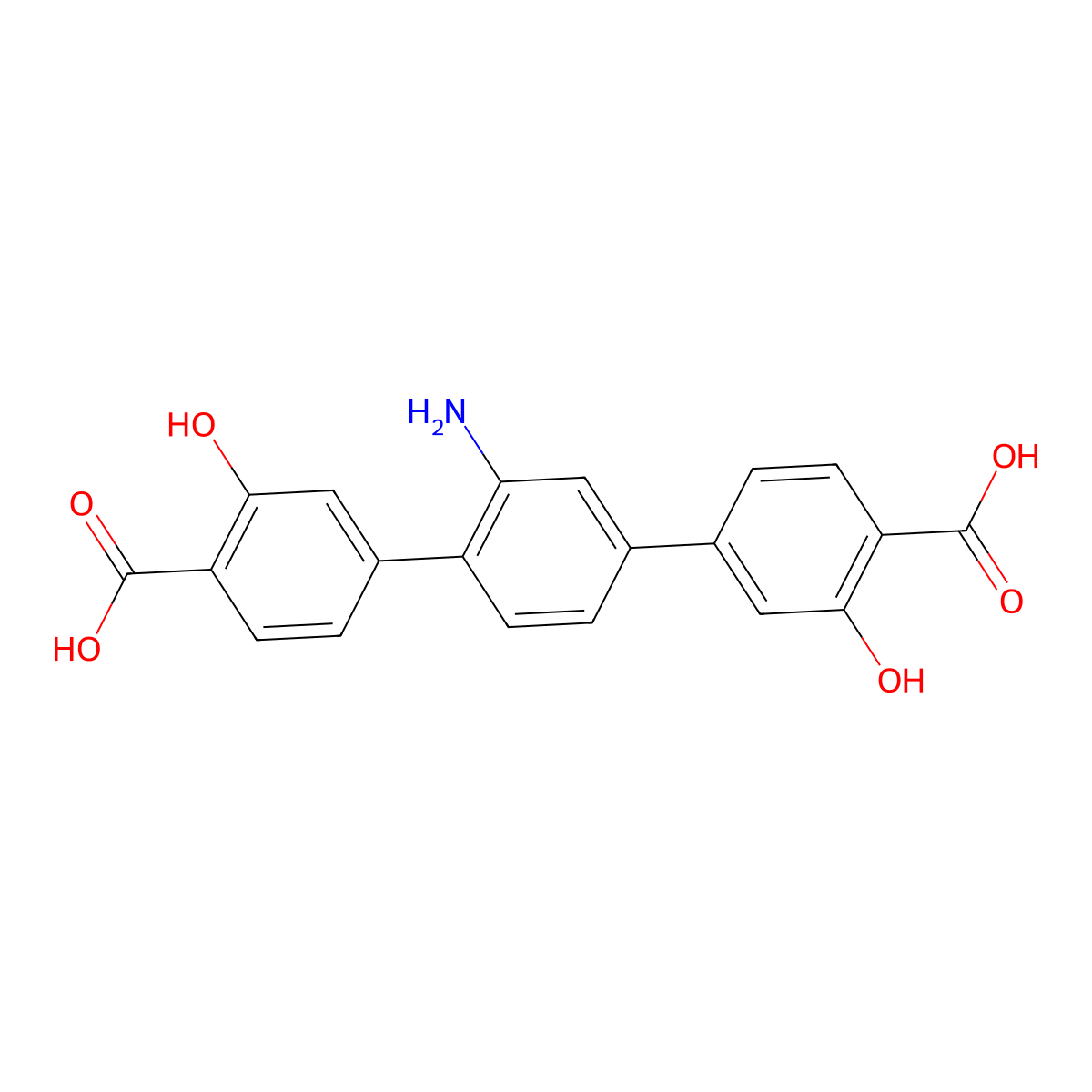 2'-Amino-3,3''-dihydroxy-[1,1':4',1''-terphenyl]-4,4''-dicarboxylic acid molecular structure, CAS 1613451-82-3