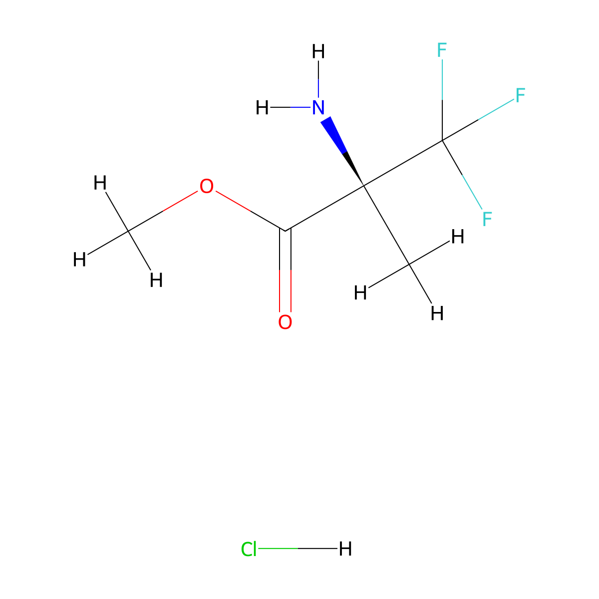 methyl (S)-2-amino-3,3,3-trifluoro-2-methylpropanoate hydrochloride molecular structure, CAS 161346-29-8