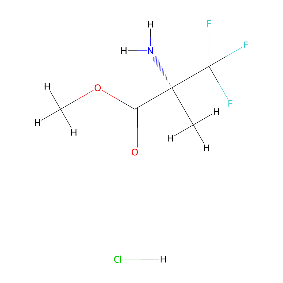 methyl (2R)-2-amino-3,3,3-trifluoro-2-methylpropanoate hydrochloride molecular structure, CAS 161346-30-1