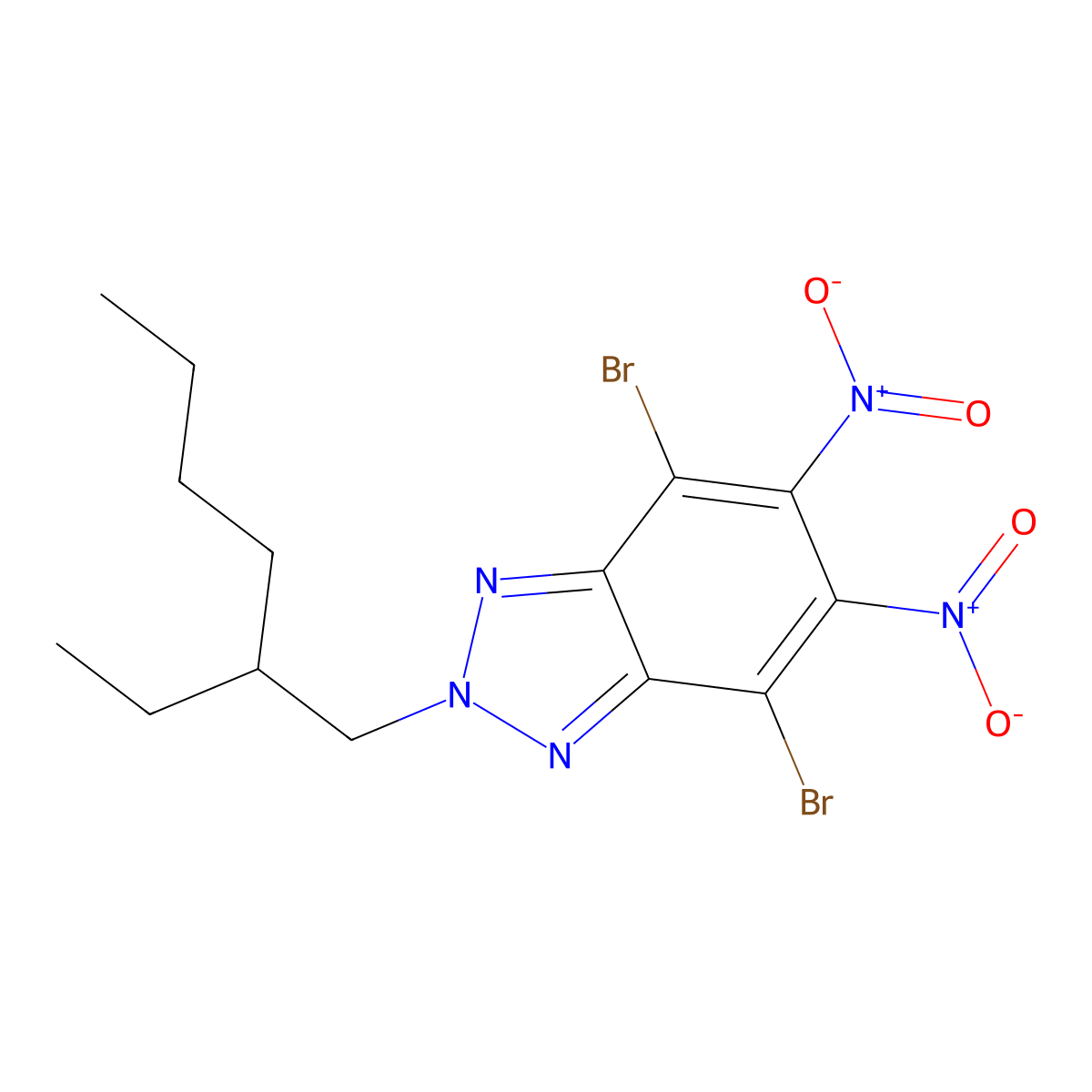 4,7-dibromo-2-(2-ethylhexyl)-5,6-dinitro-2H-benzo[d][1,2,3]triazole molecular structure, CAS 1613460-25-5