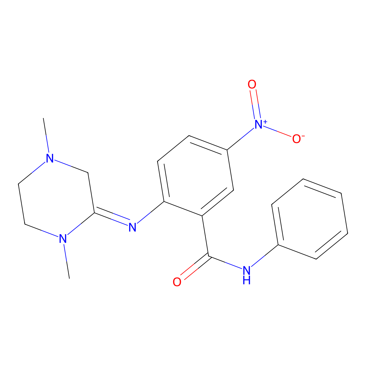 2-((1,4-dimethylpiperazin-2-ylidene)amino)-5-nitro-N-phenylbenzamide molecular structure, CAS 1613465-33-0