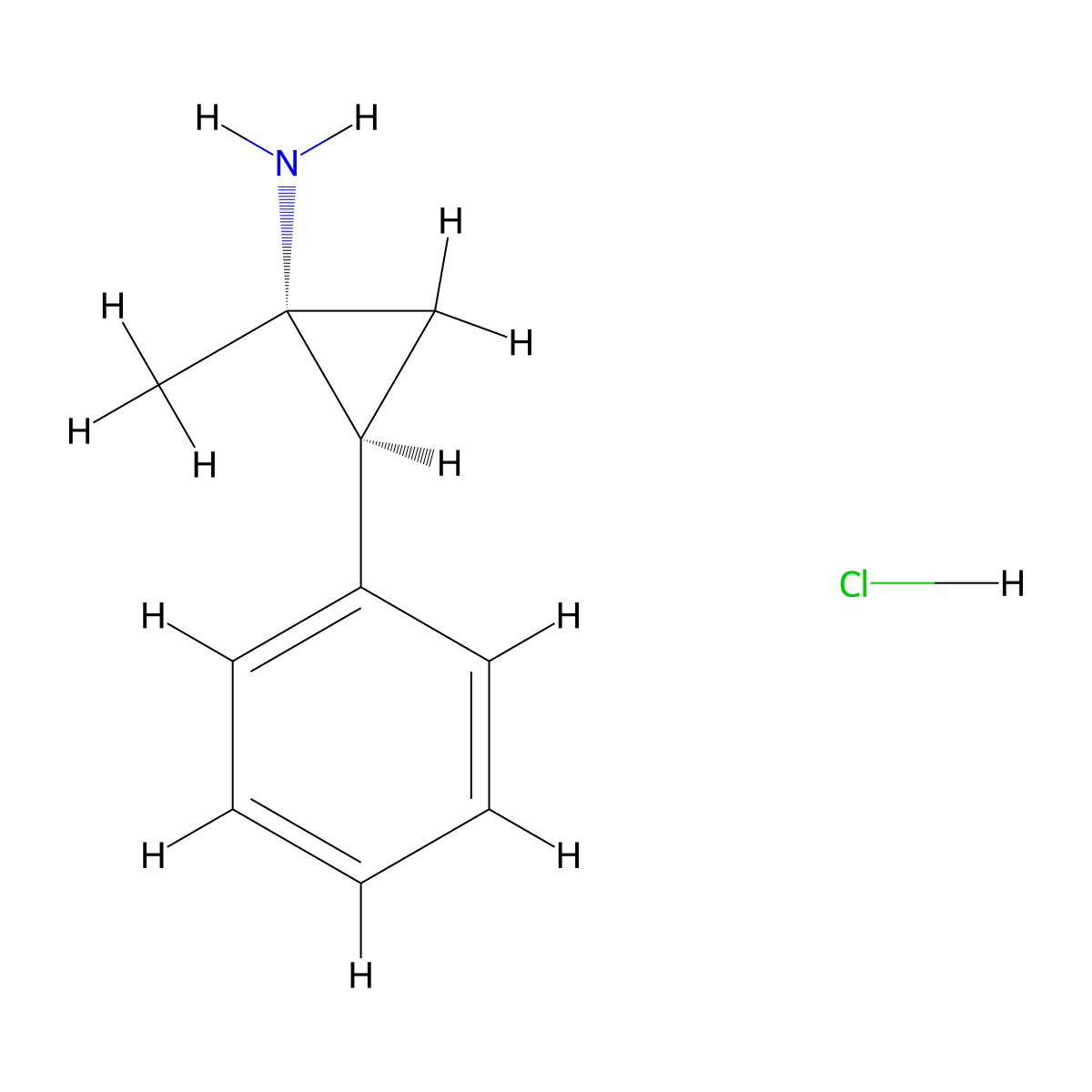 (1R,2S)-1-methyl-2-phenylcyclopropan-1-amine hydrochloride molecular structure, CAS 1613473-89-4