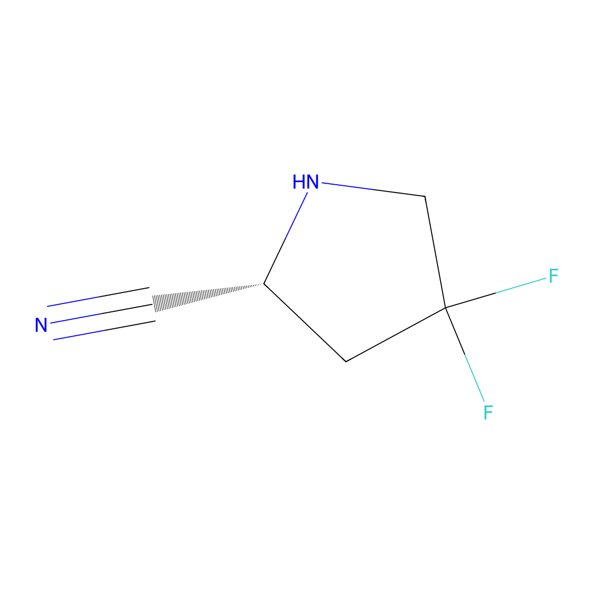 (R)-4,4-Difluoropyrrolidine-2-carbonitrile molecular structure, CAS 1613482-35-1