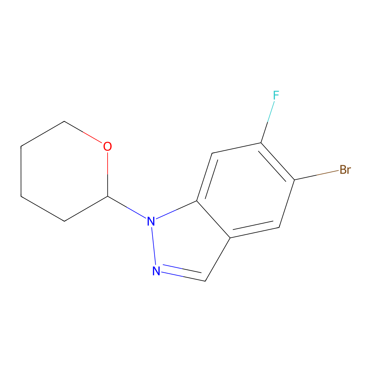 5-bromo-6-fluoro-1-(tetrahydro-2H-pyran-2-yl)-1H-indazole molecular structure, CAS 1613504-81-6