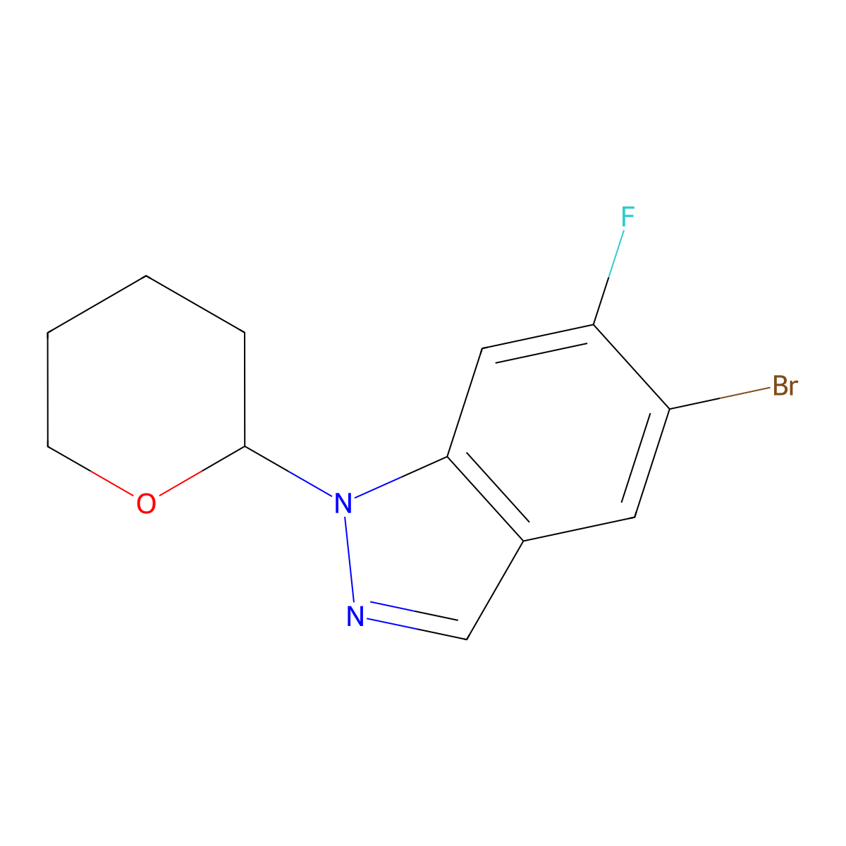 5-bromo-6-fluoro-1-(tetrahydro-2H-pyran-2-yl)-1H-indazole molecular structure, CAS 1613504-81-6
