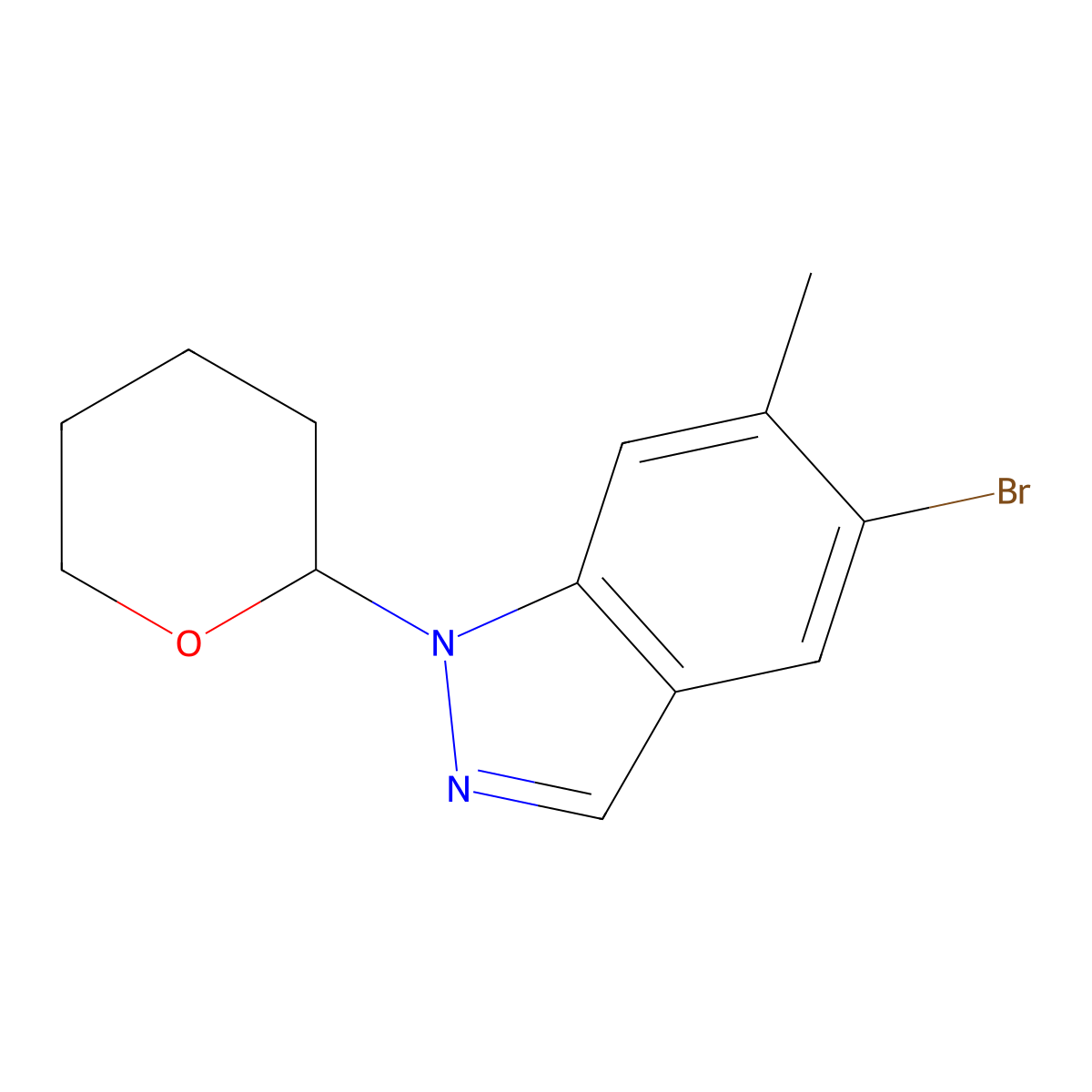 5-Bromo-6-methyl-1-(tetrahydro-2H-pyran-2-yl)-1H-indazole molecular structure, CAS 1613504-82-7